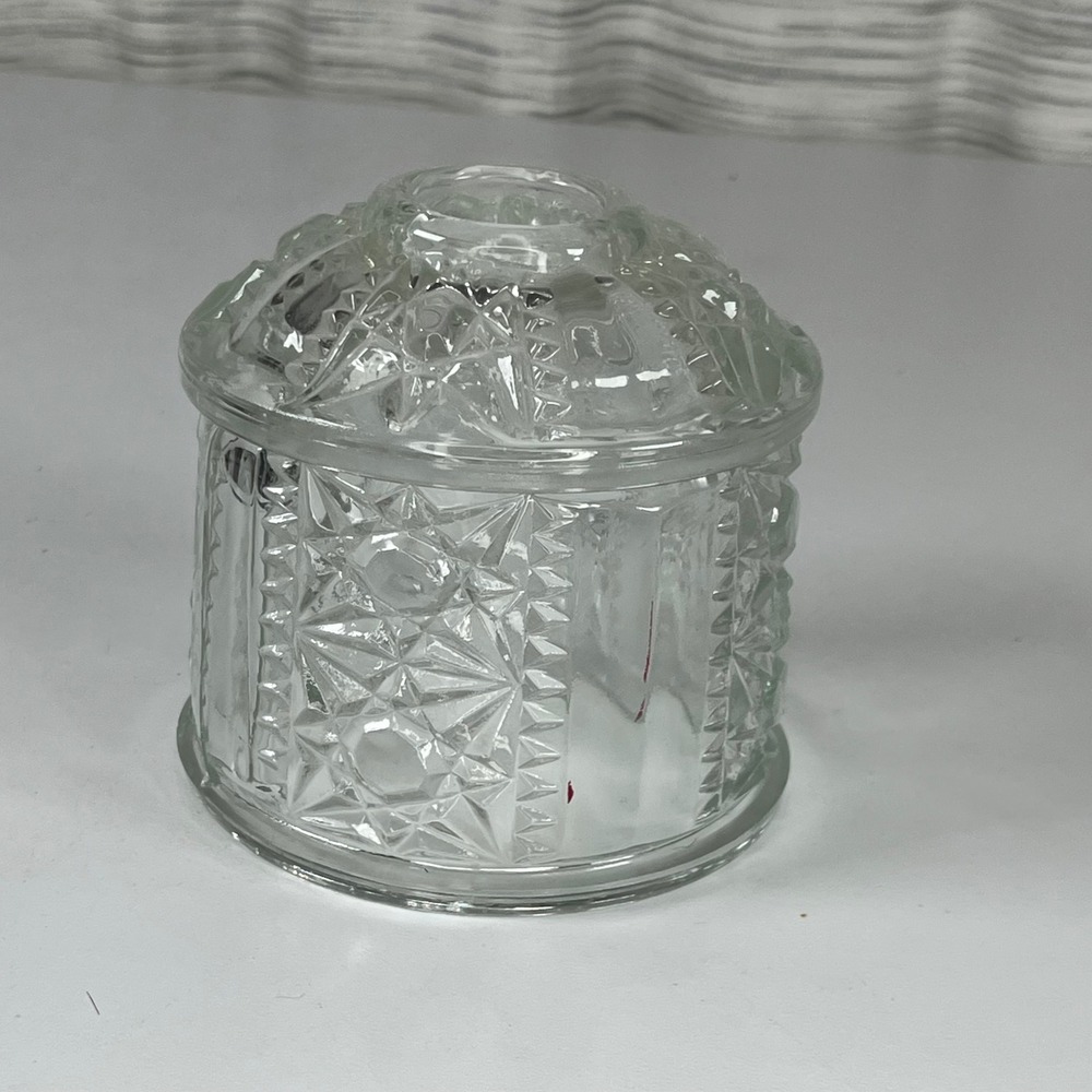 Vintage Clear Pressed Glass Fairy Lamp Shade Only Starburst Diamond 4 Inch - Picture 9 of 10